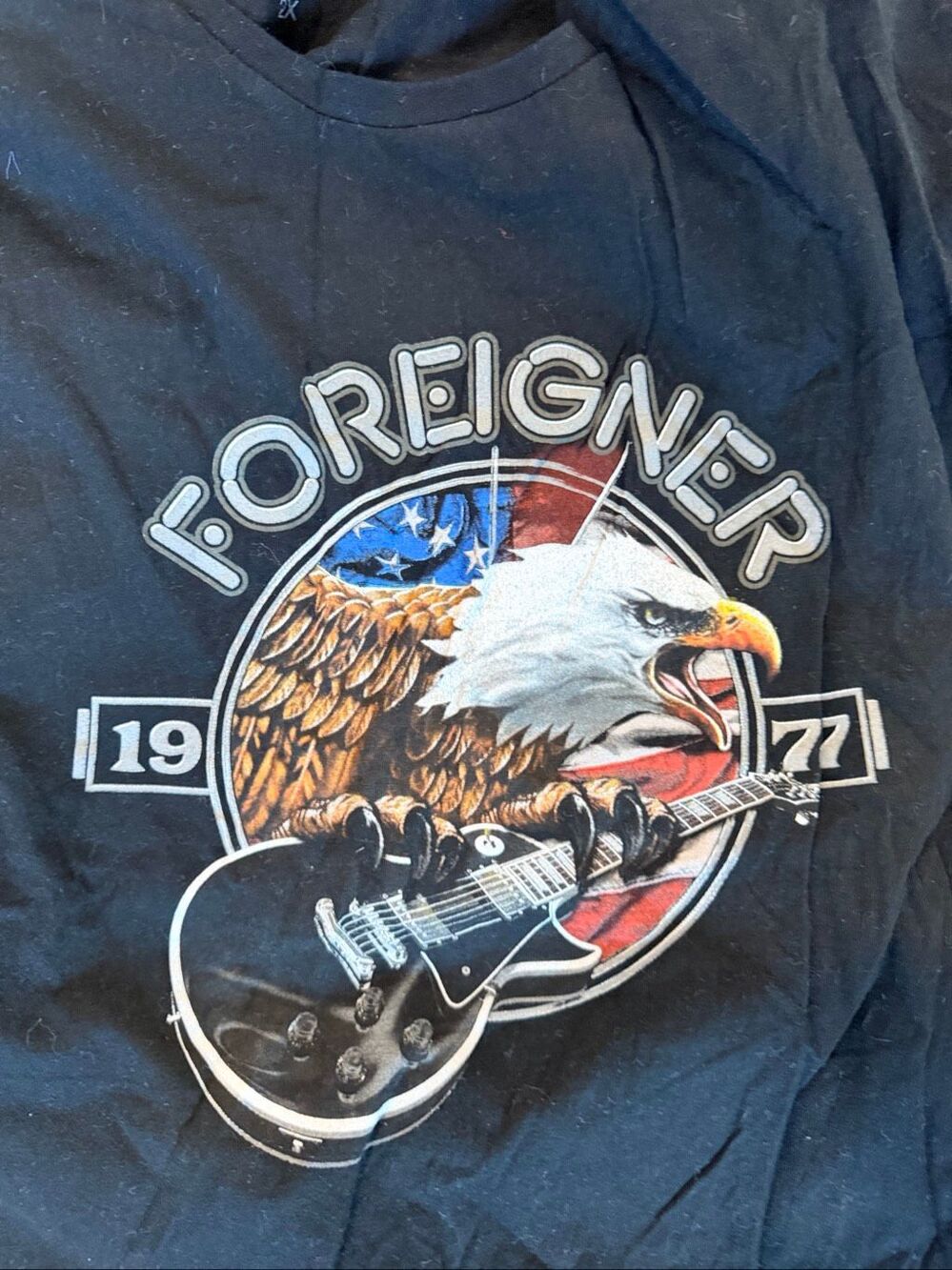 Foreigner Band Tour Graphic T Shirt Black Men Size 2XL XXL Eagle Rock Concert